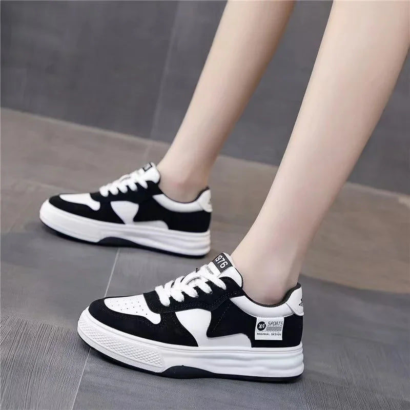 Sports Shoes Flat Female Sneakers Women Tennis Spring Casual Vulcanize Black Fashion Harajuku Thick-sole Sneakers