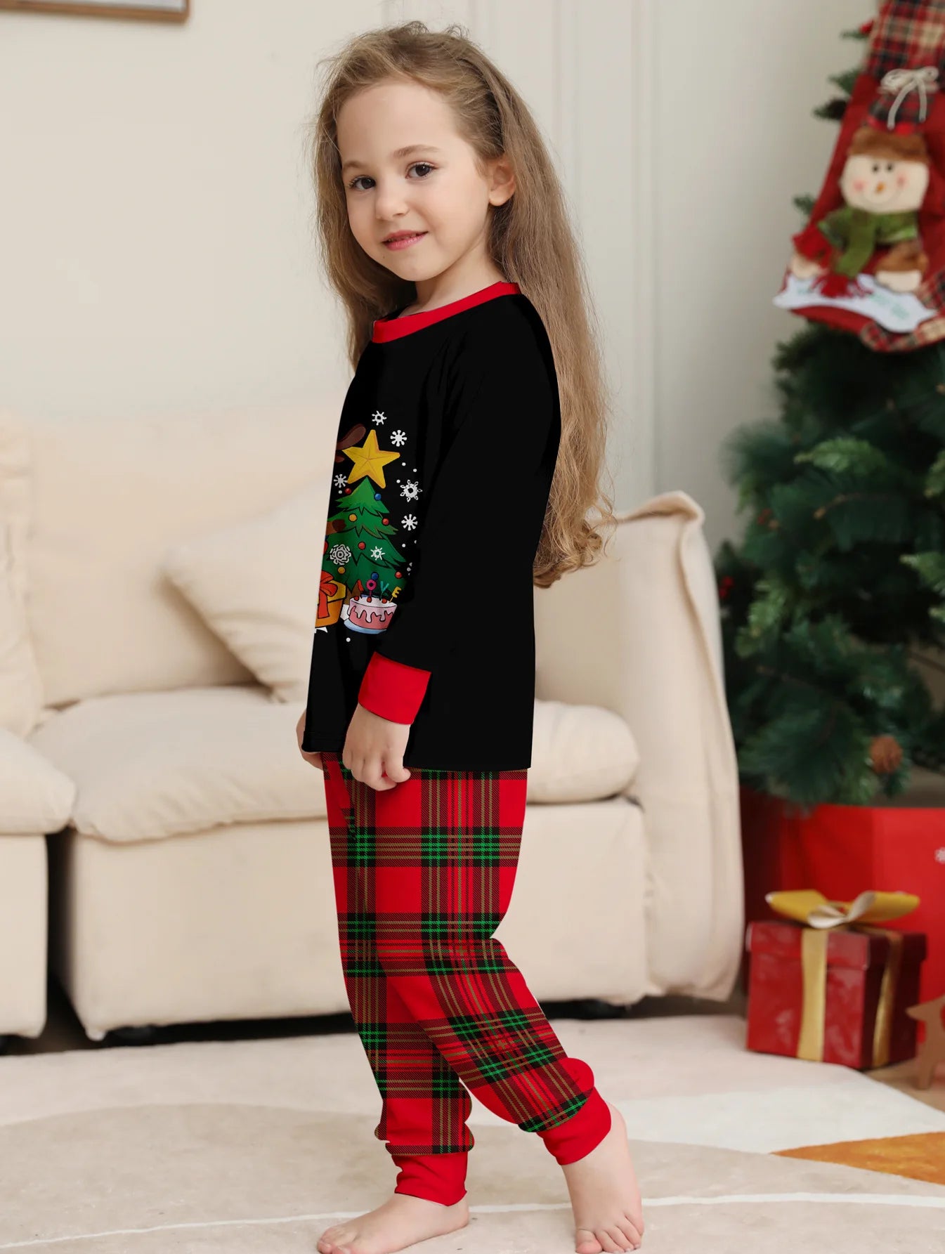 Christmas tree Pajama printing family Christmas set for a family of four pajamas pants 2 pieces