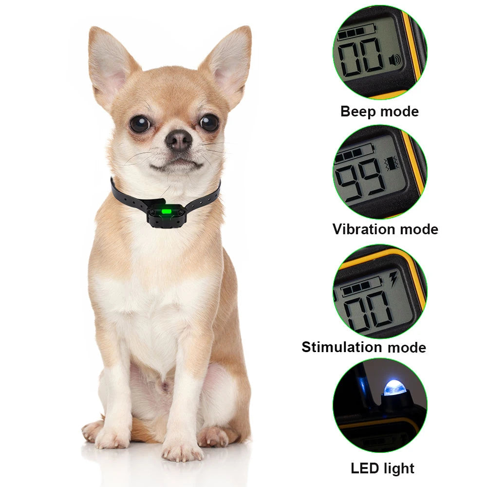 Electric Dog Training Collar Waterproof Dog Bark Collar Pet With Remote Control Rechargeable Anti Barking Device All Breed Dogs