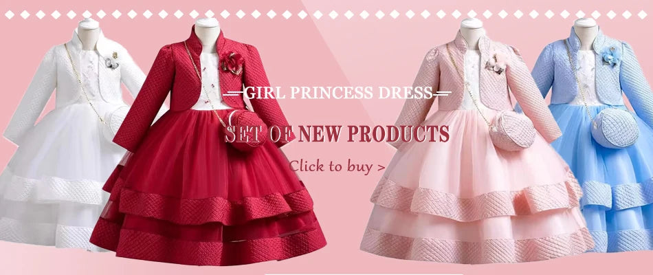 Children Princess Girls Party Wear Kids Christmas Dress Girl's Birthday Dress Baby Girl Wedding Banquet Clothes 3-14 years