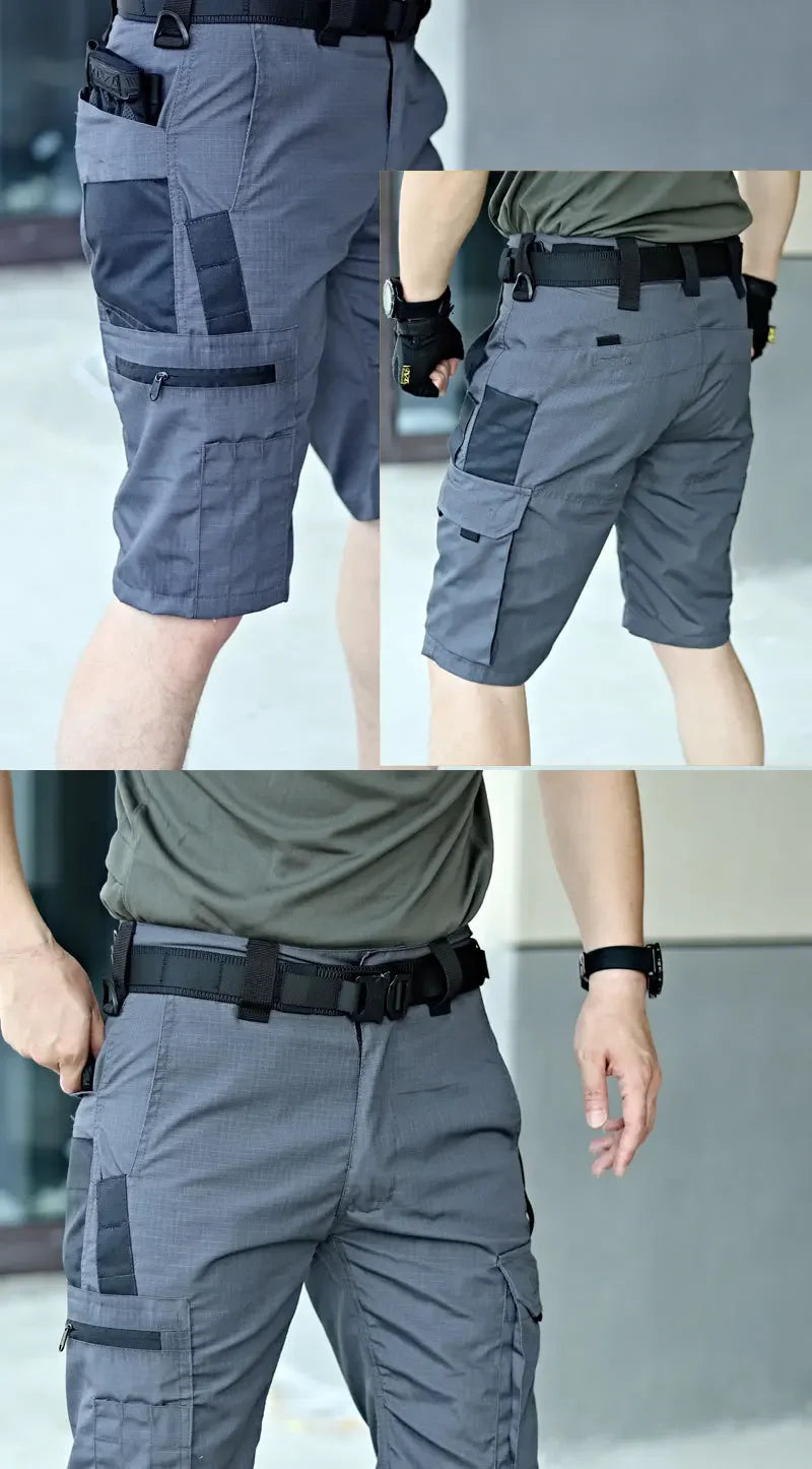 Men's Tactical Shorts Wear-resistant Waterproof Breathable Work Pants Military Multi-pocket Straight-leg Cargo Shorts