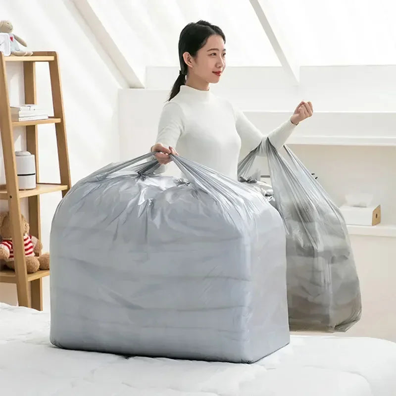 Super Large Silver Bags Thicken Plastic Moving Packaging Bag Transparent with Handle for Duvet Blanket  Bedding Clothing Storage