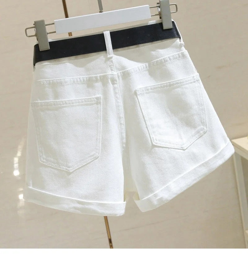 Women's Denim Shorts High-waist Slim Fit Versatile Student Loose-legged Trousers Trendy Shorts Cotton Material