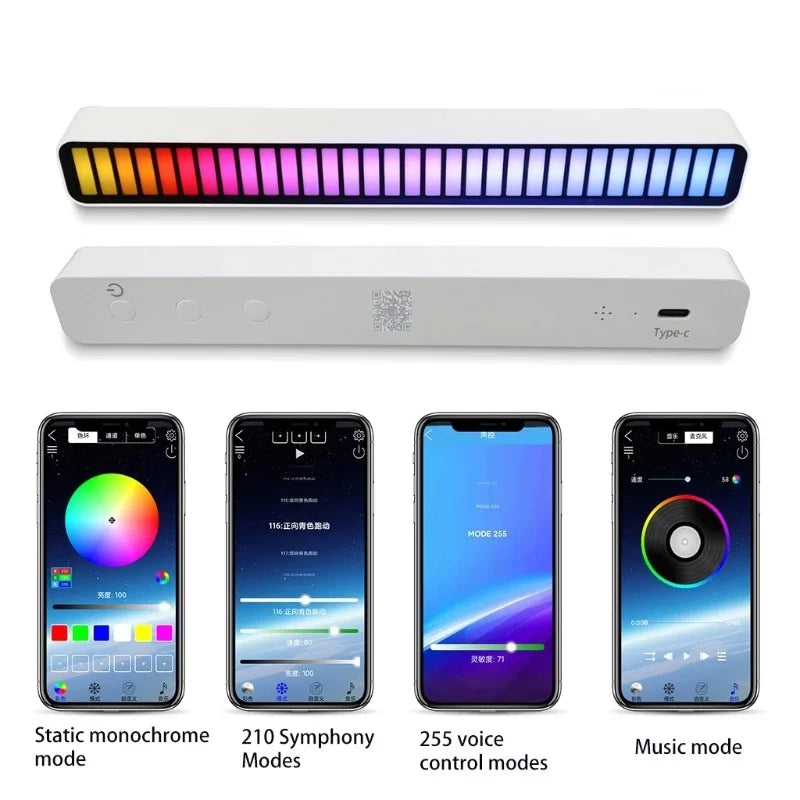 RGB Voice Control Synchronous Rhythm Light Internet Popular Colorful Music Ambient Light Car Desktop Induction Creative Led Pick