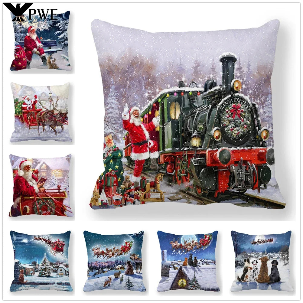 Christmas costume Santa and elk 45x45cm cushion cover ornament Natal Adornos de Navidad