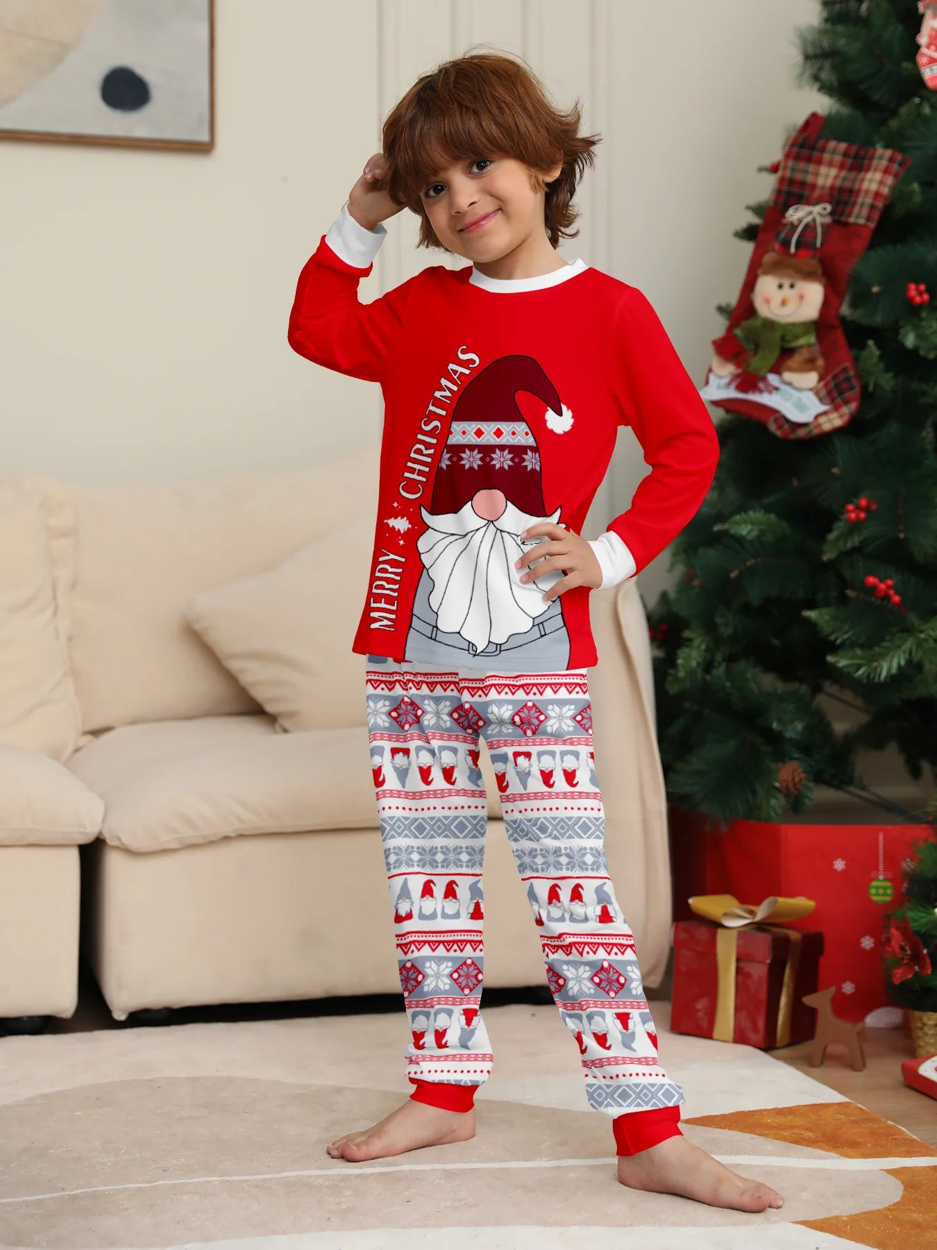 2024 Christmas parent-child clothing red family with a family Christmas clothing home clothing pajamas 2 sets