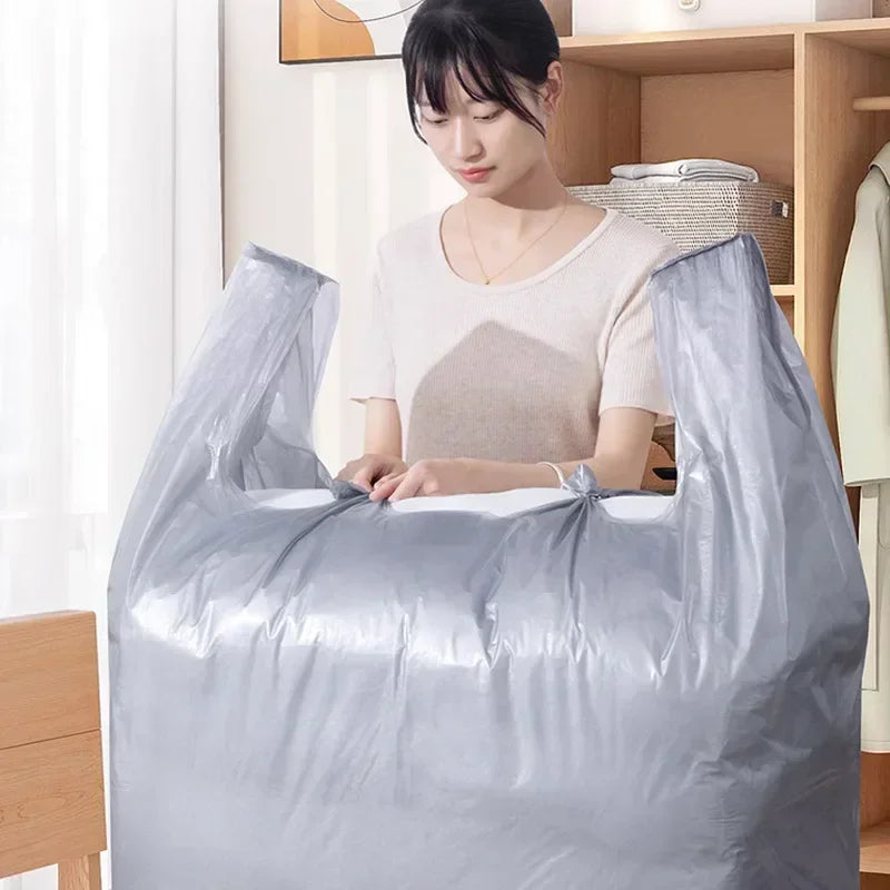 Super Large Silver Bags Thicken Plastic Moving Packaging Bag Transparent with Handle for Duvet Blanket  Bedding Clothing Storage