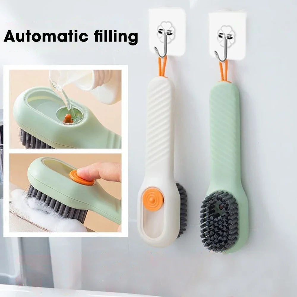 Shoe Brushes With Soap Dispenser Long Handle Brush Cleaner For Clothes Shoes Household Laundry Cleaning Brush