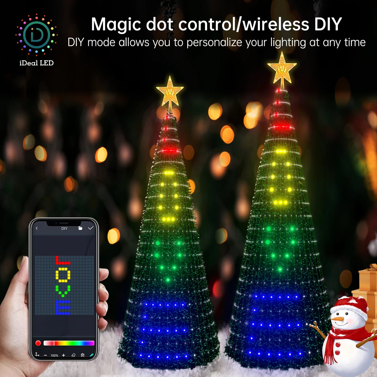 2.1M Smart Christmas Tree Garland LED Fairy String Lights App Remote Control DIY Picture Display for Party Christmas Decoration