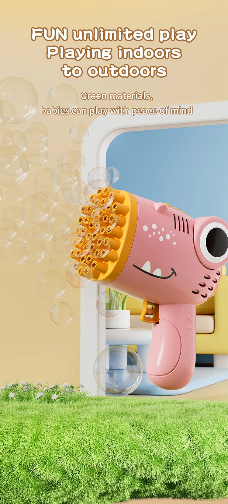 Dinosaur Bubble Gun Handheld Fully Automatic Bubble Machine Without Battery And Bubble Water For Kids Gift