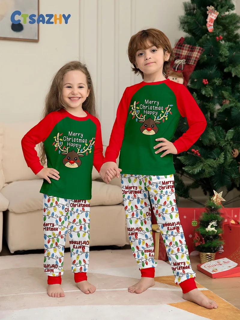 Xmas Pajamas for the Family Christmas Matching Family Pajamas Set Xmas Dear Print Pjs Adult Child Clothing Outfit set Baby Jumpsuit Dog Clothes