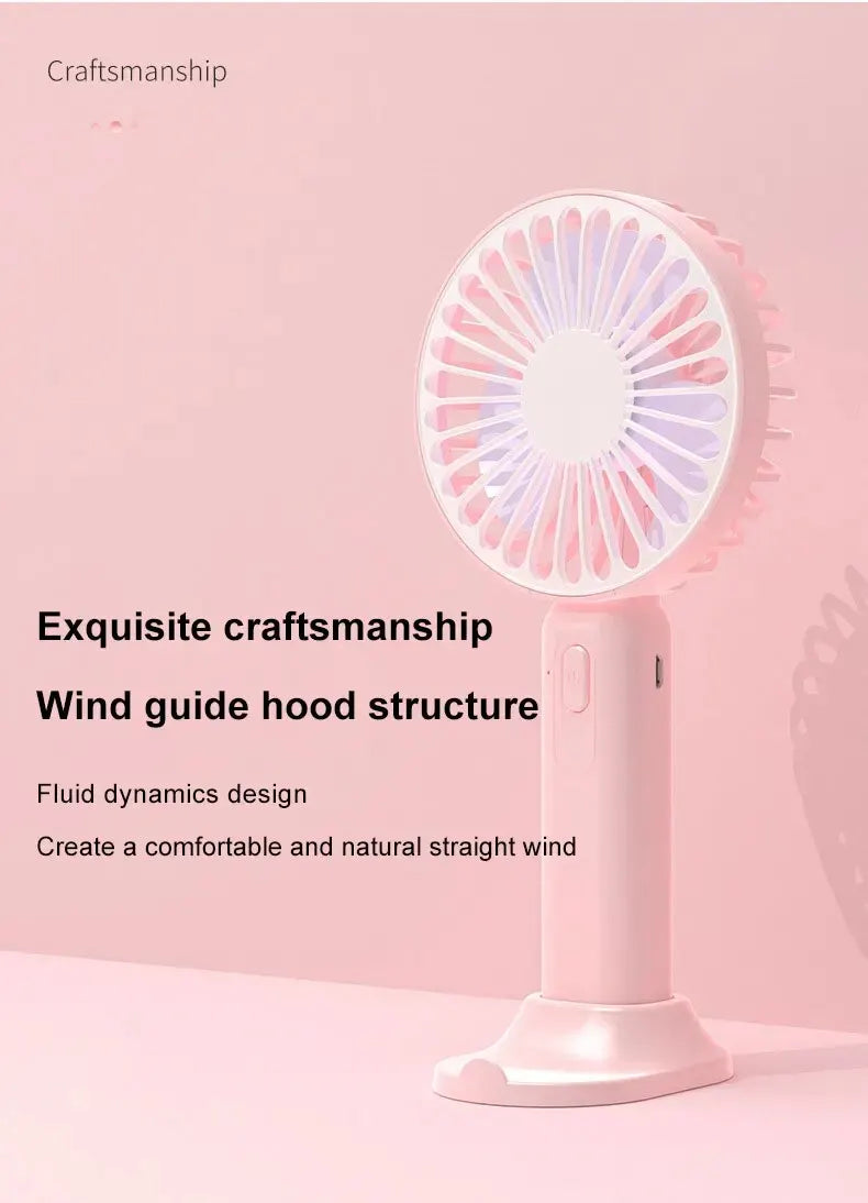 Portable Fan Office Desktop Multifunctional Folding Headed Small Electric Fan USB Mini Portable High Wind Pocket Fan