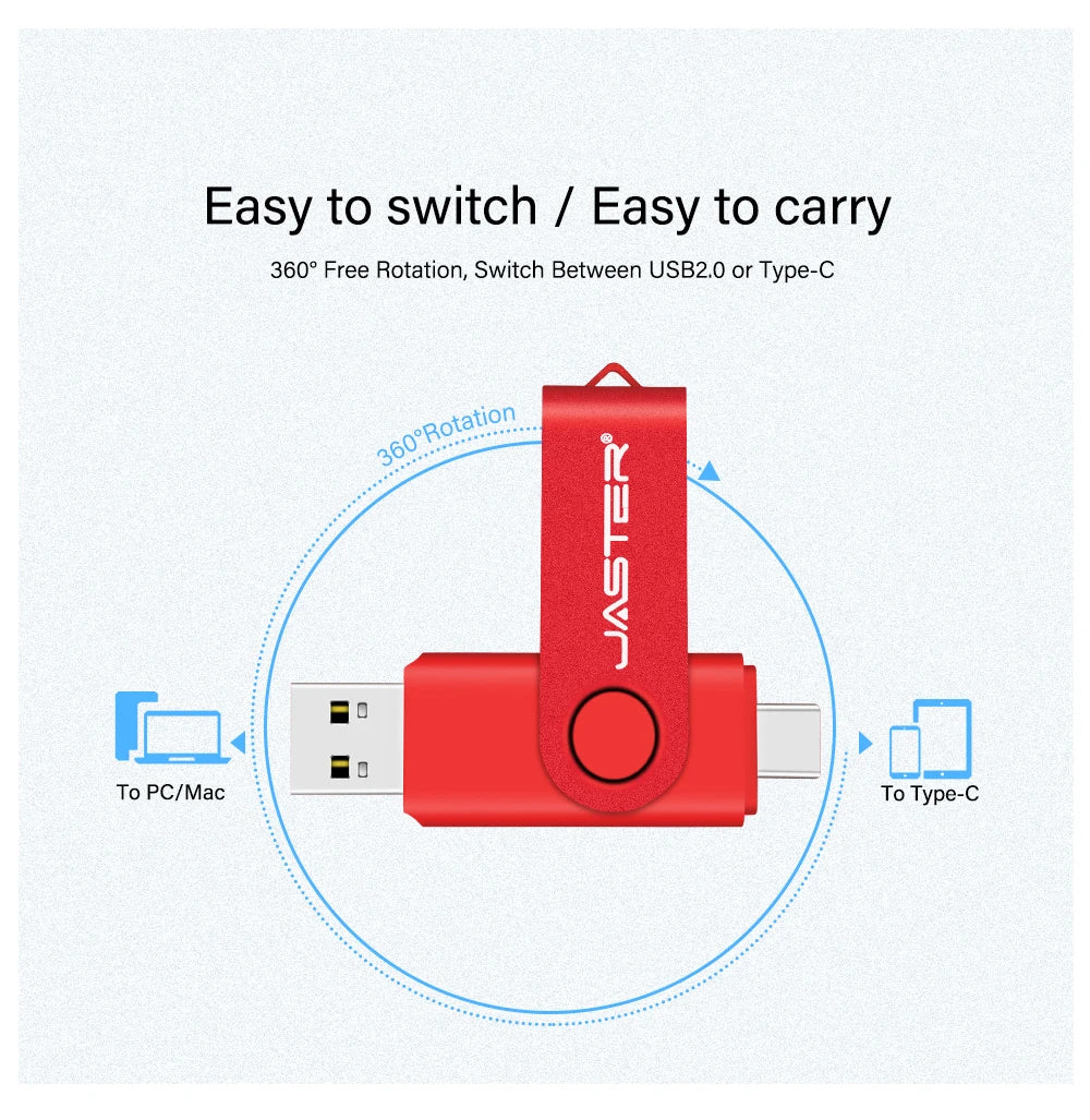 Free Custom Name OTG 2-in-1 USB Micro Type-c Flash Drive 4GB 8GB 16GB Real Capacity Pendrive for Android Smartphone Laptop