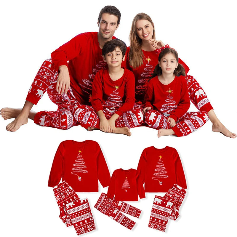 2024 Christmas Family Matching Pajamas Adults Kids Family Outfit Top Pants 2PCS Xmas Sleepwear Baby Jumpsuit Dog Clothes