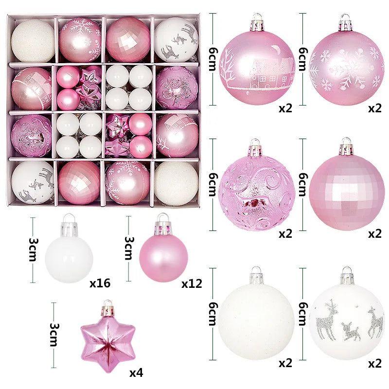 Christmas Ball Ornament Set Big Xmas Tree Hanging Pendant Snowflake Merry Christmas Decoration for Home