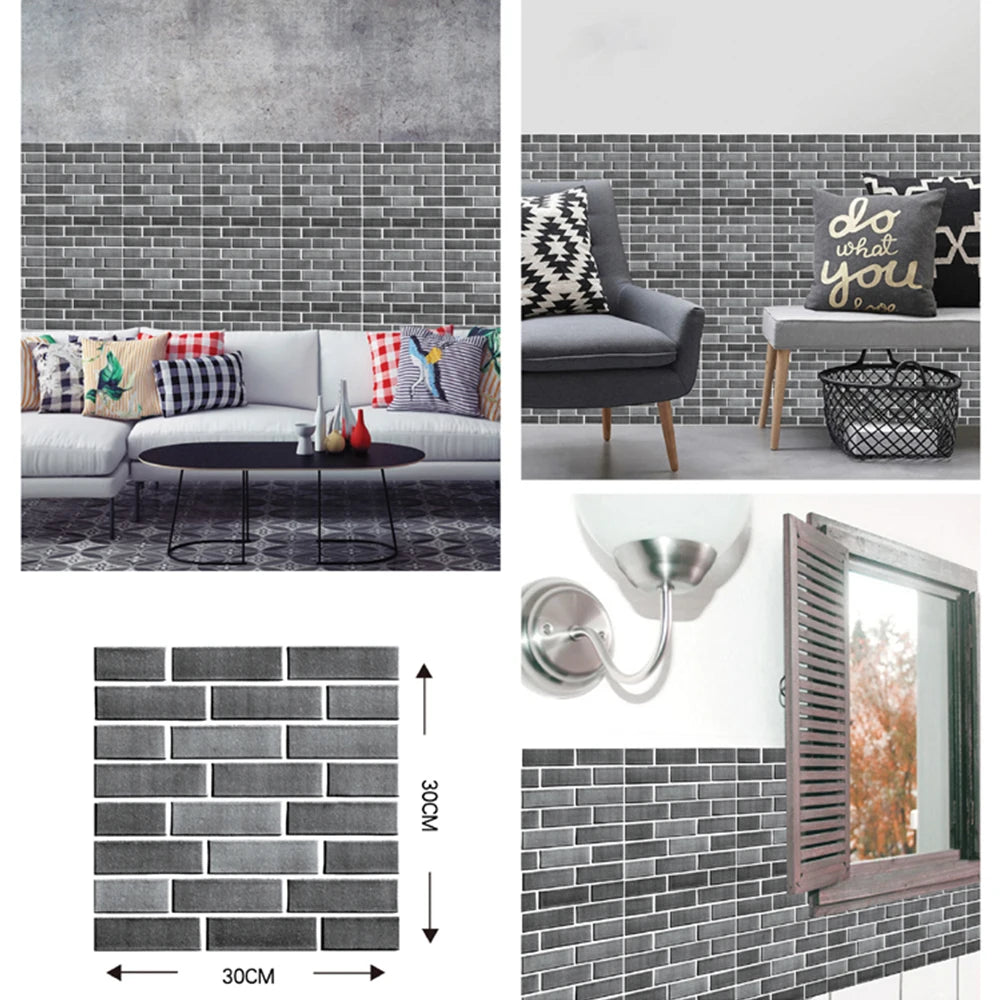 3D Wall Sticker Imitation Brick Wallpaper Decor Waterproof Self Adhesive Wall Stickers Home Decor Living Room Kitchen 5/10/20Pcs