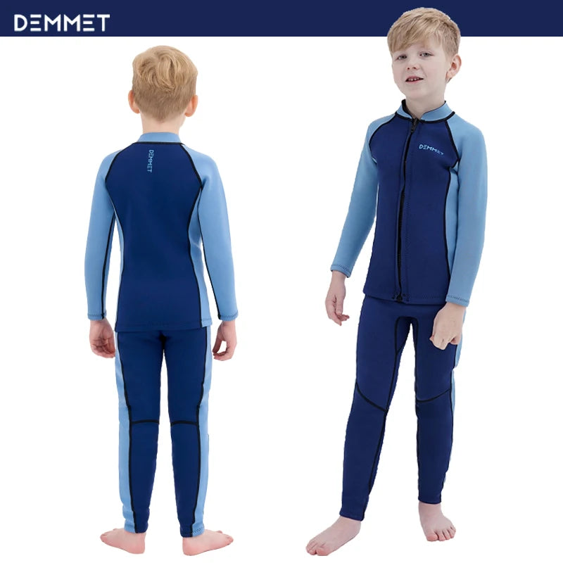 New Kids Wetsuit Neoprene 1.5mm/3mm Boys and Girls Thick Warm Scuba Diving Suit Underwater Free-diving Split Long Sleeve