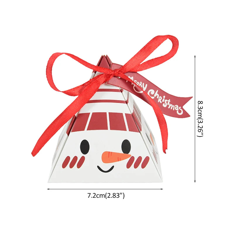 24pcs Christmas Candy Gift Box with Tag Ribbons Cookie Snack Chocolate Packaging Box Bags 2024 Xmas New Year Party Navidad Noel