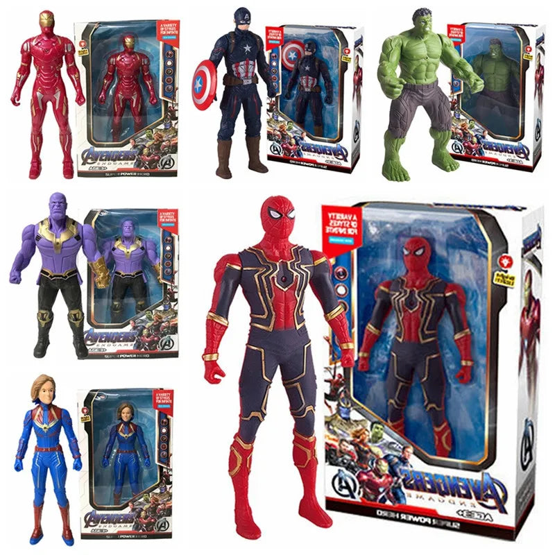 17Cm Disney Action Figures Spiderman Hulk Ironman Pvc Avengers Luminous Doll Collection Toys Christmas Gift