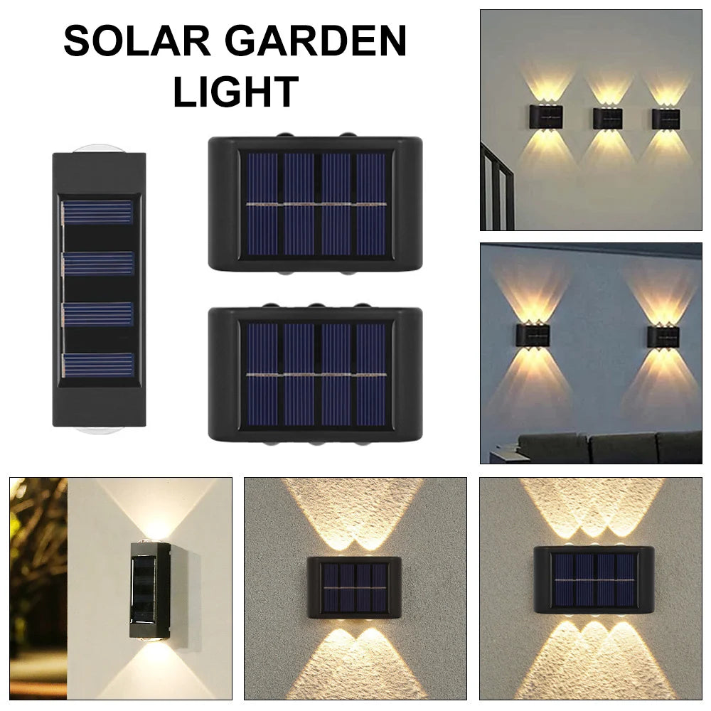 Waterproof LED Solar Wall Lamp Up and Down Fence Light Garden Yard Landscape Lamp Outdoor Lighting Patio Decor