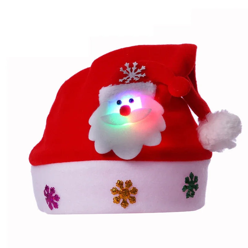 LED Christmas Hats New Year Santa Claus Snowman ElK Cap