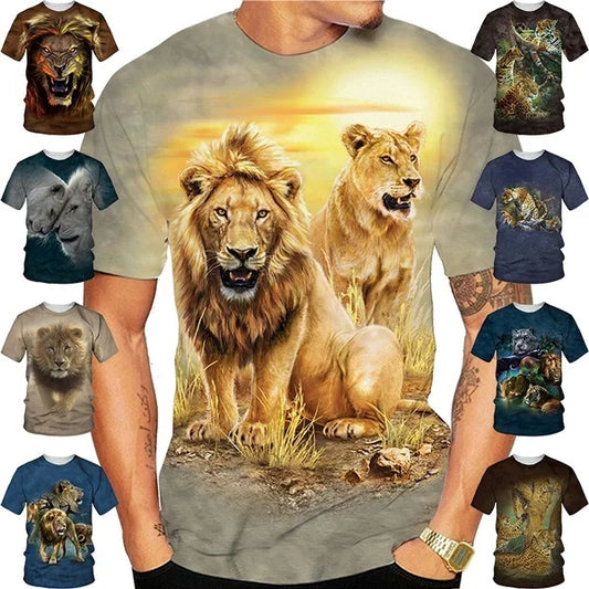 Cool Lion Tiger 3D Printed Couple T-shirt Unisex Summer Fashion Animal Short Tops