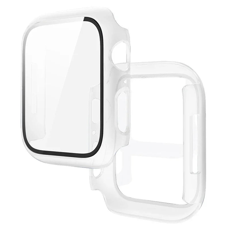 Apple Watch Tempered Glass + Cover  9 8 7 45mm 41mm PC Bumper Screen Protector Case iWatch Series 7 6 5 4 SE2 44mm 40mm 42mm 38