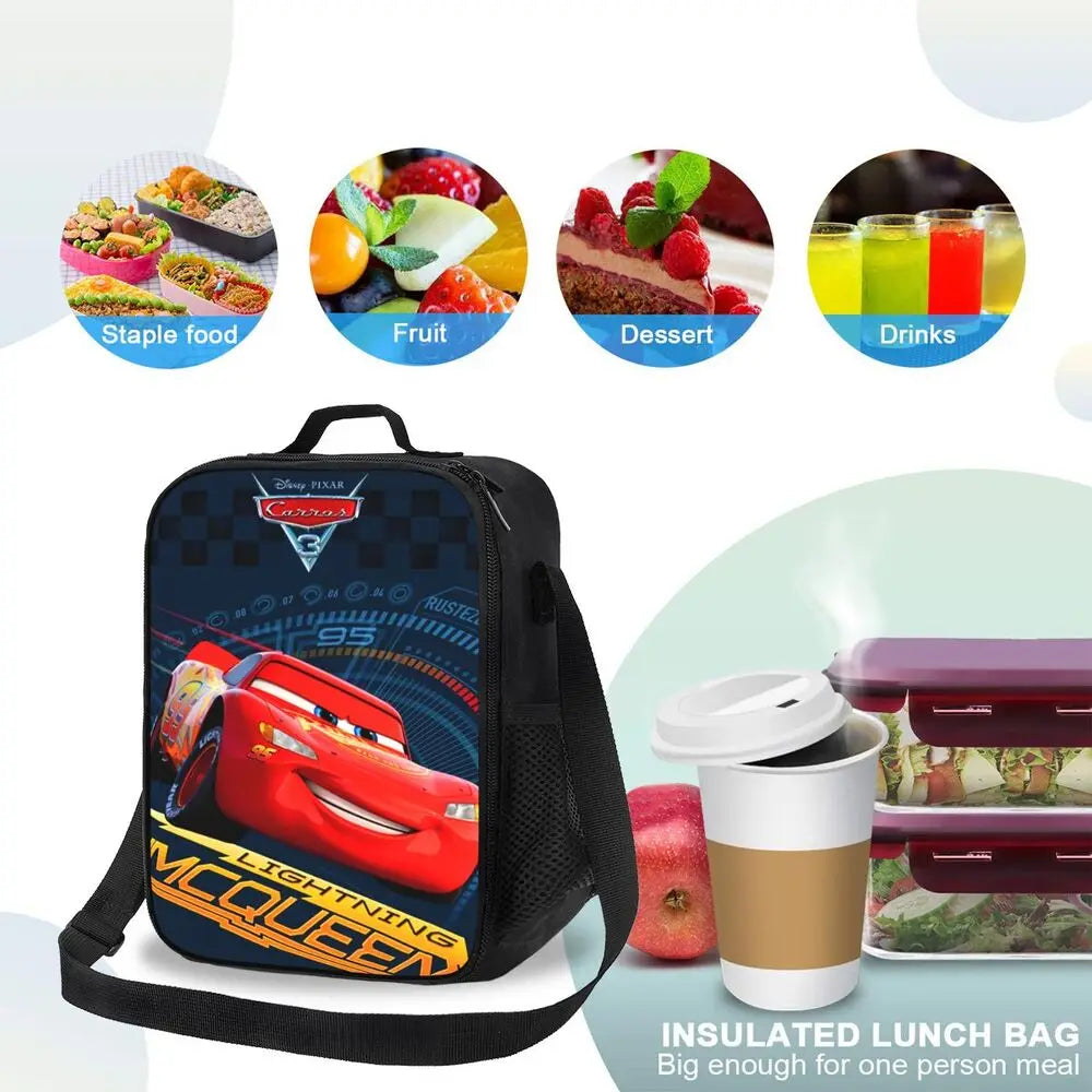 Lightning McQueen Racer Thermal Insulated Lunch Bag Women Lunch Tote for Kids School Children Storage Bento Food Box