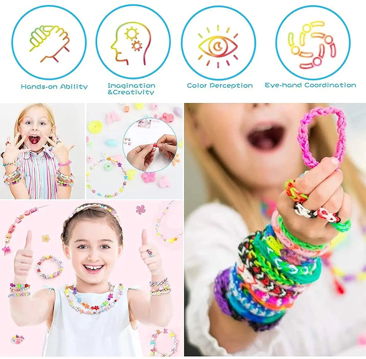 600pcs Colorful Loom Rubber Bands Set 12 Colors DIY Rubber Bands Loom Bands Bracelet Making Kit Gift for Girls Kids Art Craft