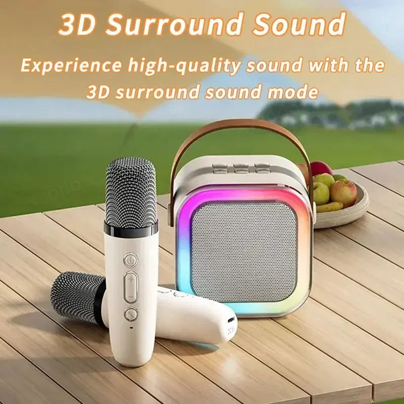 Wireless Microphone Karaoke Bluetooth Speaker Portable RGB Colorful Lights