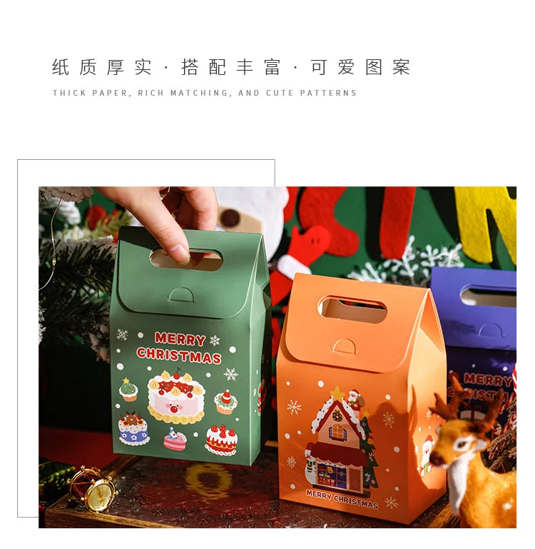 10pcs Christmas gift bag small gift biscuits snowflake crisp biscuits colourful box Christmas Eve candy box portable box