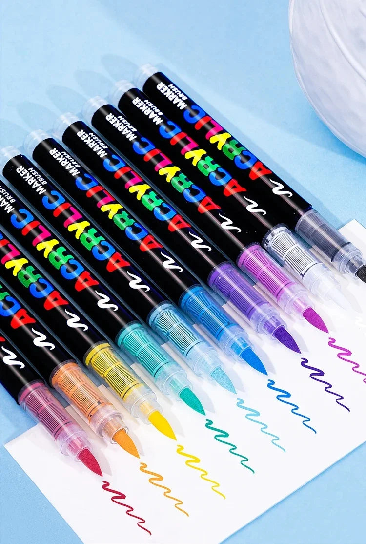 12-120Colors Acrylic Paint Pens Markers Brush Tip Paint Markers for Rock Painting Wood Canvas Stone Christmas Gift DIY Crafts