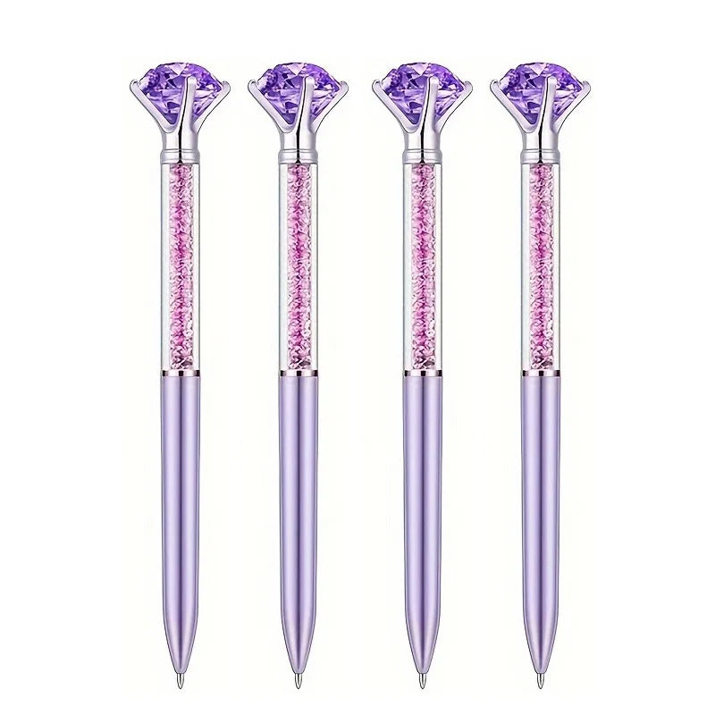 4pcs Large Crystal Diamond Gel Pens Christmas Gift Shiny Ballpoint Pen Black Ink Pens Suitable For School Office Accessories