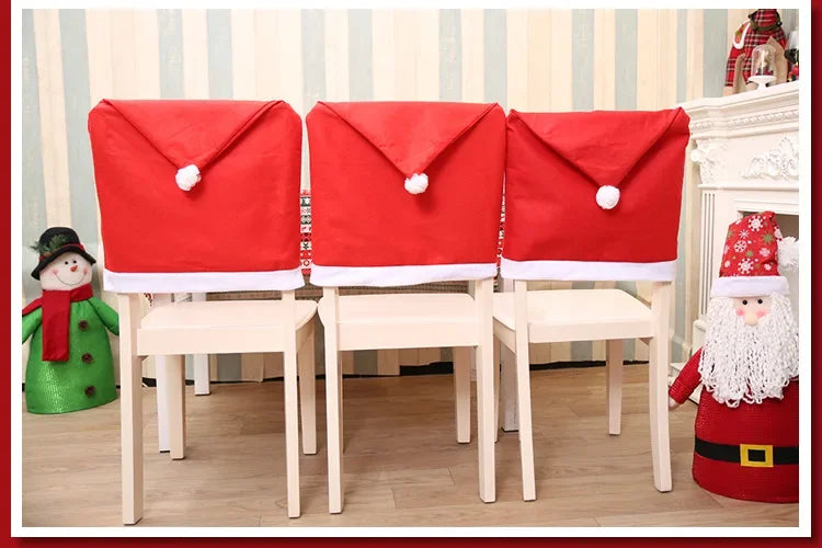 1-30PCS Santa Hat Chair Cover Christmas Table Decoration Santa Hat Christmas Gift Party Ornaments Home Decoration