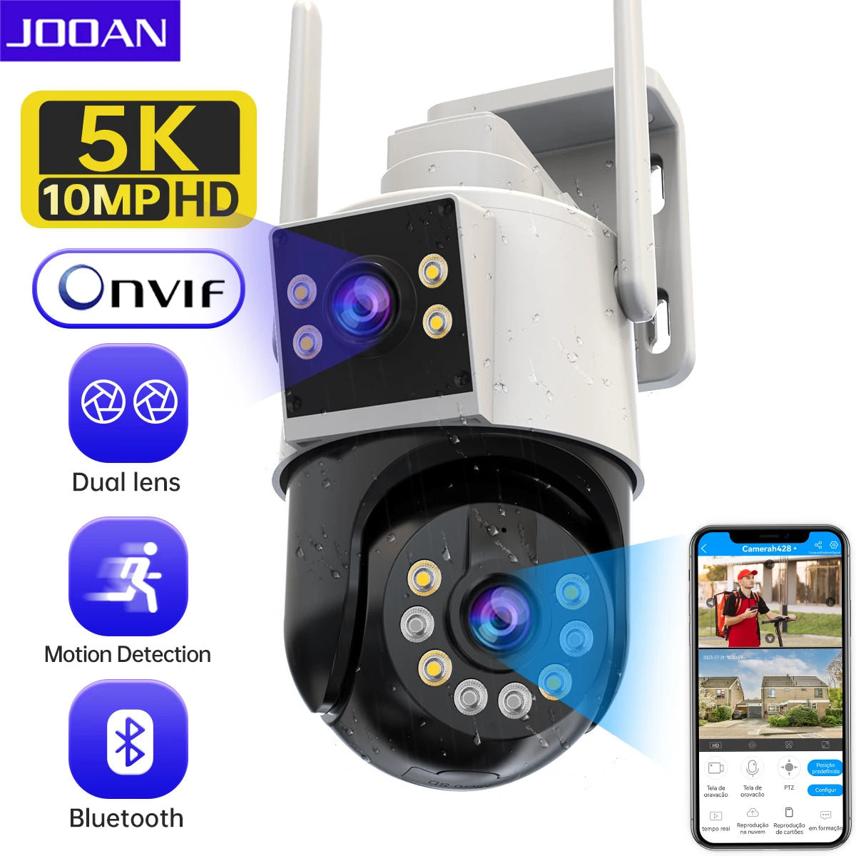 10MP 6MP PTZ WIFI Camera Outdoor Dual Lens Dual Screen IP Camera AI Tracking Security Protection CCTV Surveillance Camera