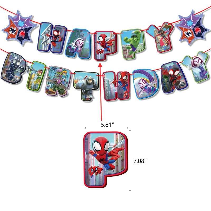 Spiderman Theme Birthday Party Decoration Marvel's Spidey And His Amazing Friends Aluminum Foil Balloon Disposable Tableware