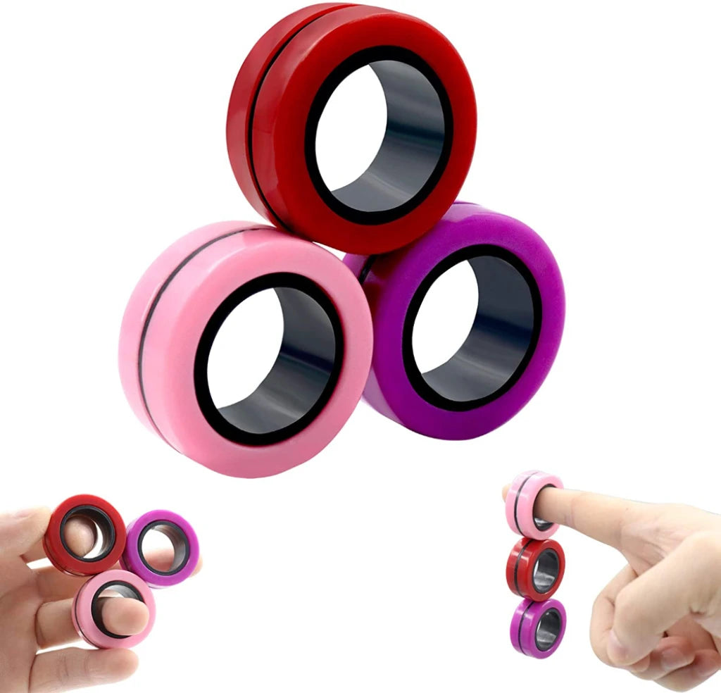 3Pcs Fidget Toys Anti-stress Funny Fidget Spinner Magnetic Bracelet Ring