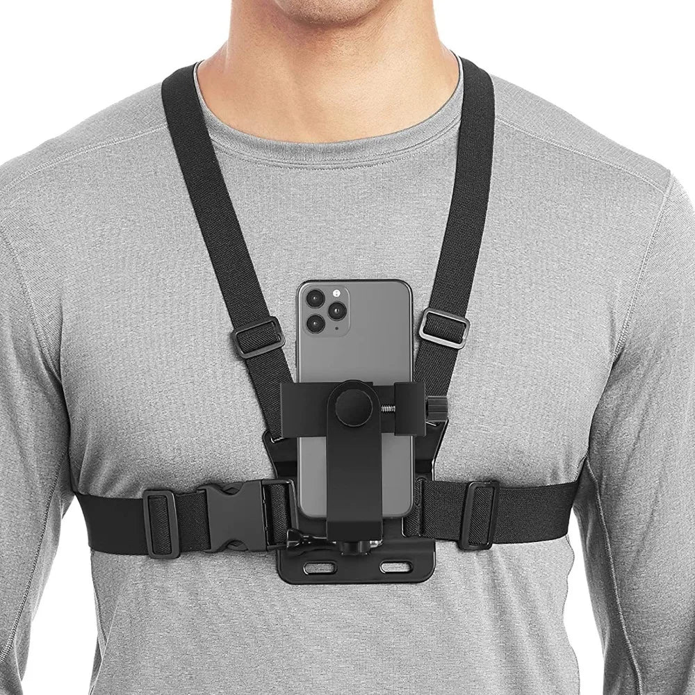 Adjustable Phone Clip Holder With Chest Strap Fixation Bracket for Sport Camera Mobile Phone