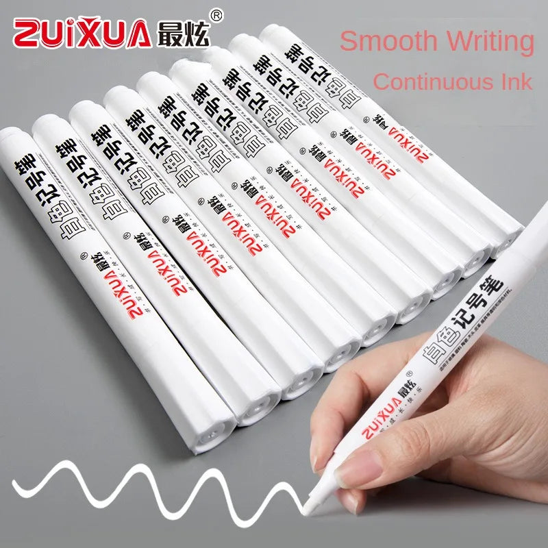 1/3/5 Pcs White Marker Pens 2.0mm Oily Waterproof White Gel Pen DIY Graffiti Sketching Markers Stationery Writing School Supplies