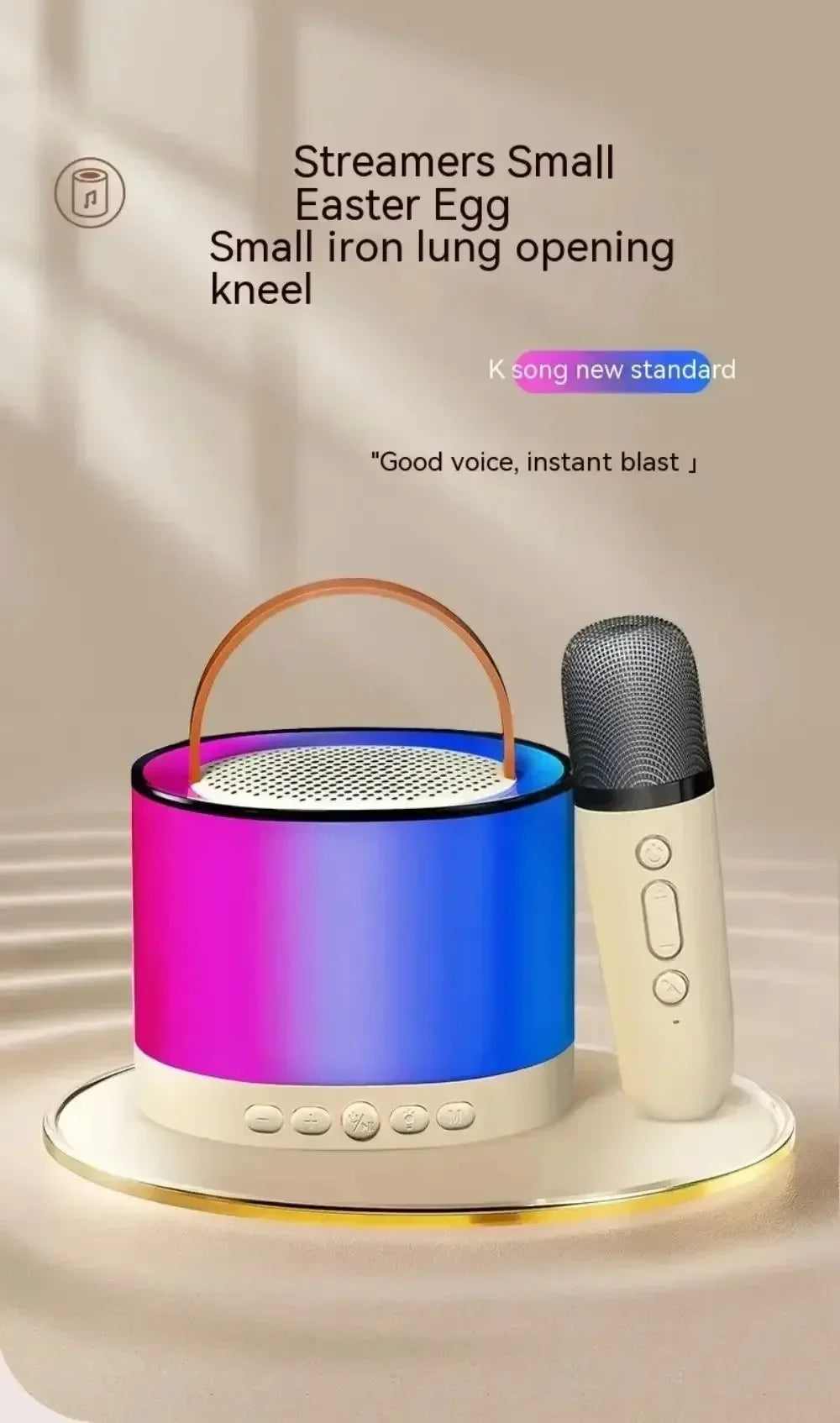 K52 Wireless Bluetooth Speaker Multifunction with 2 Microphone RGB Portable Music Player Karaoke Machine