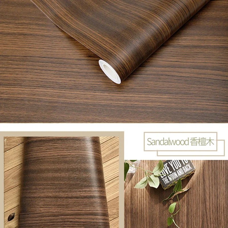 Waterproof Wood Vinyl Wallpaper Self Adhesive wallpapers Doors Cabinet Desktop Modern Furniture Decorative wall Paper