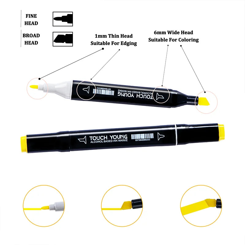 12/24/30/36/40/48/60/80 Colors Double Headed Art Markers Drawing Pen Set Sketching Tip Based Oily Markers Graffiti Manga School