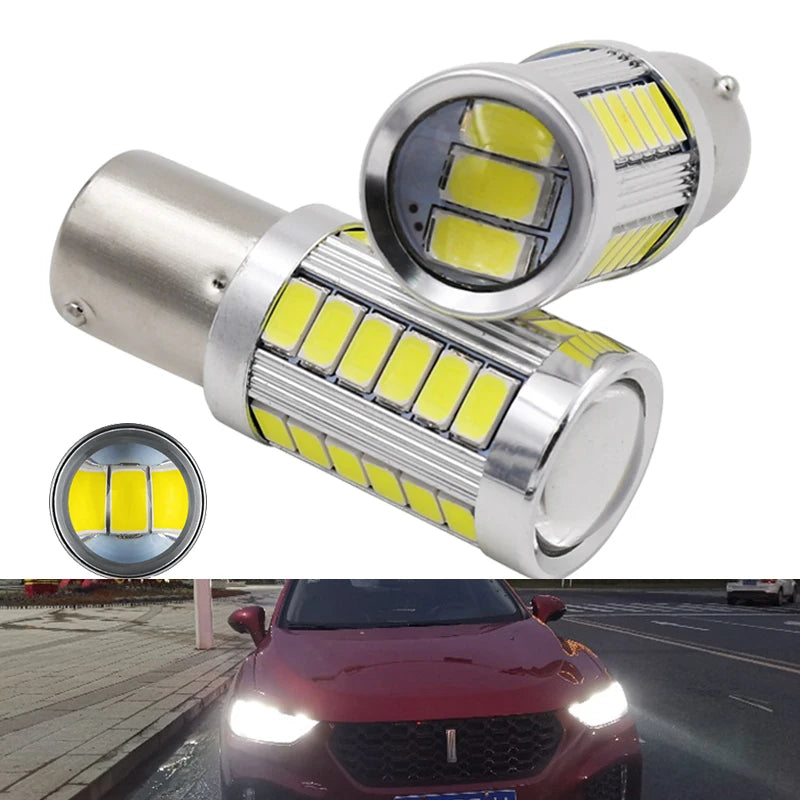 2/4/8 PCS P21W Ba15s 1156 Bay15d 1157 LED Bulb Turn Signal Lights DRL Fog Tail Brake Reverse Parking Lamps 12V 33SMD 7000K White