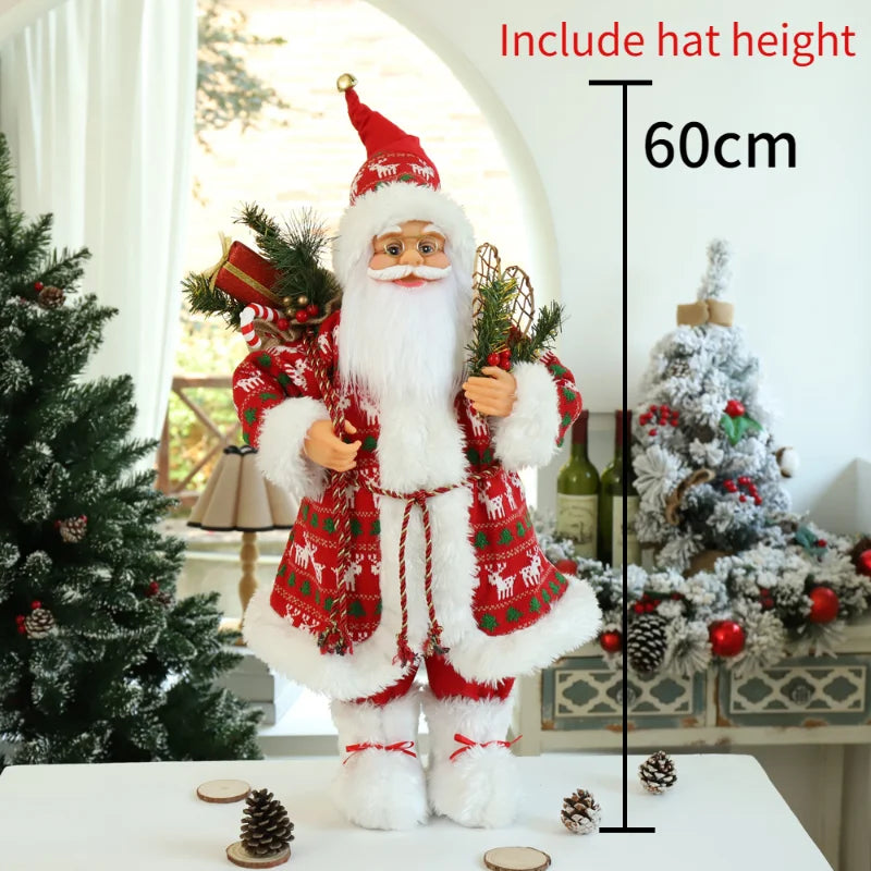 60cm Large Santa Claus Merry Christmas Decorations for Home Happy New Year Santa Claus Doll Window Decorations Home gift