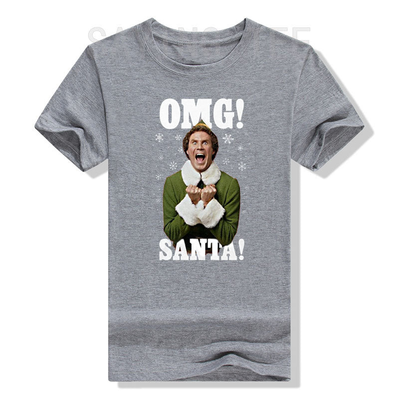 OMG Elf Adult Christmas T-Shirt Funny Xmas Costume Gifts Streetwear Clothes Men Family Matching Christmas T-Shirt