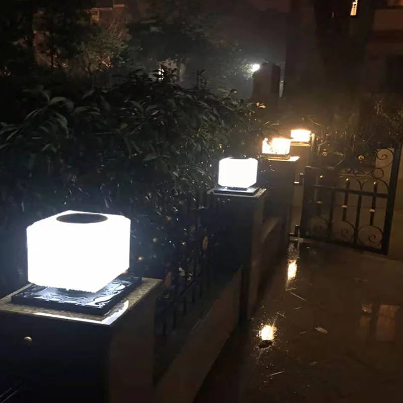 Solar LED Pillar Lights Outdoor Wall Sconce Lamp Solar Panel Garden Decorative Street Light Fixture Waterproof Reflector