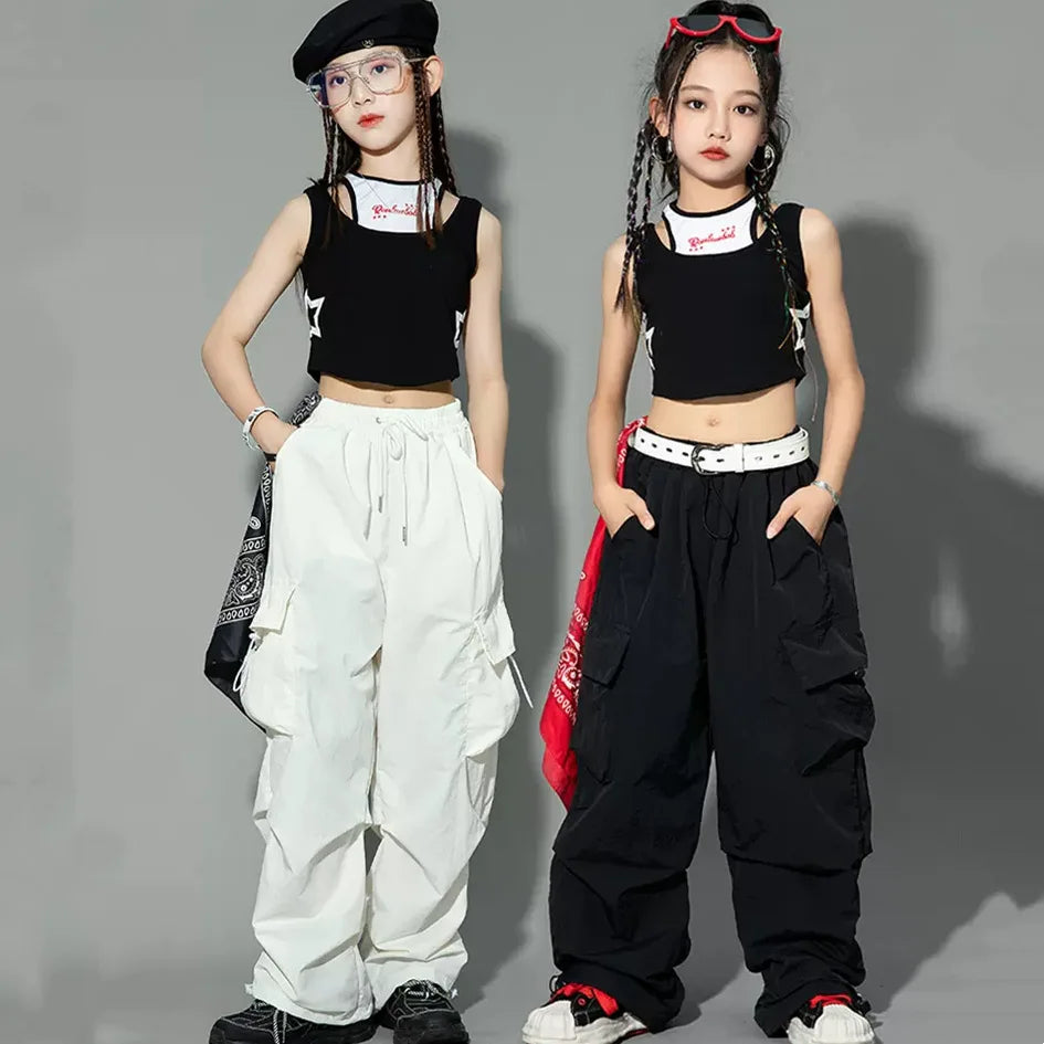 Hip Hop Joggers Pants Girls Cargo Pants Teenage Straight Trousers High Waist Vintage Casual Streetwear Baggy Pants