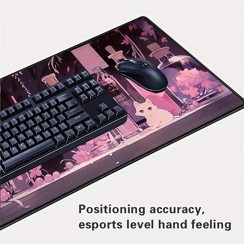 Anime Mouse Pad Gaming Accessories Cartoon Cat Keyboard Mousepad Gamer Desk Mat Cute Computer Offices Pc Cabinet Kawaii Mice