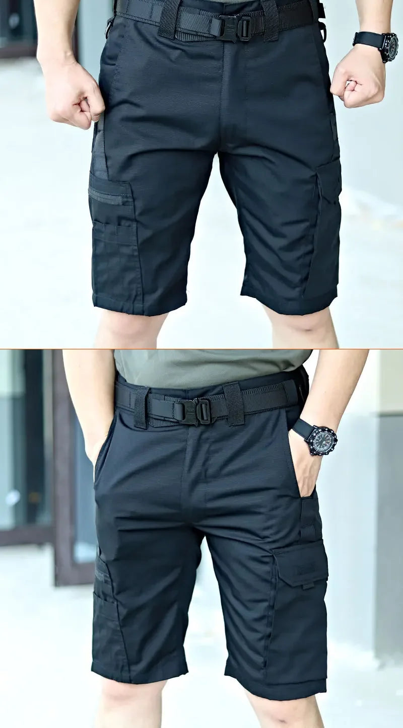 Men's Tactical Shorts Wear-resistant Waterproof Breathable Work Pants Military Multi-pocket Straight-leg Cargo Shorts