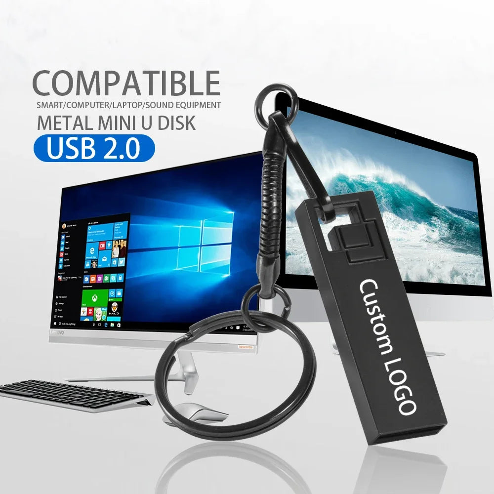 USB Drive 64GB Fashion High Speed Pen Drive 32GB USB Flash Drive 4GB Metal Key Chain Gift